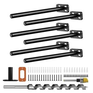 lot 9609 image: 6pcs Wall Shelf Brackets Heavy Duty Floating Shelf Bracket Hidden,Invisible Black Shelving Brackets Decorative Floating Shelf Hardware Heavy Duty,Metal Shelf Support Bracket(8-6pcs)