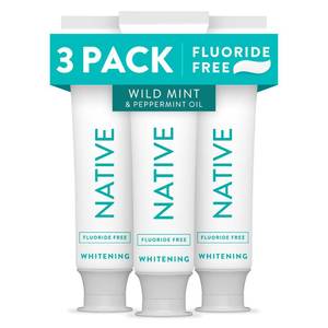 lot 9612 image: Native Fluoride Free Toothpaste, Whitening - for Adult, Kids 2 Oral Care - Wild Mint & Peppermint Oil Flavor, 4.1oz (Pack of 3)