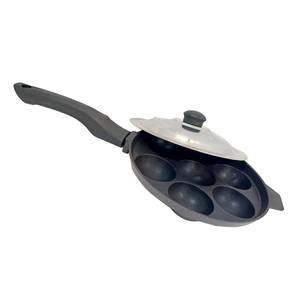 lot 9623 image: Nonstick Appam Pan 7 Cavity with Stainless Steel Lid Paniyaram Pan for Gas Stove Appa Patra Pan Kuzhi Paniyaram Maker with One Handle Indian Cookware for Appam, Paddu, Ponganalu, Aebleskiver