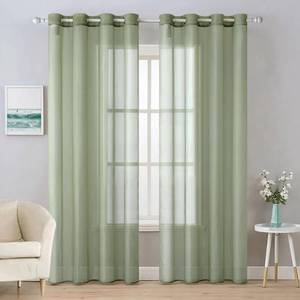lot 9624 image: MIULEE Solid Color Sheer Curtains 72 Inches Long 2 Panels Set - Elegant Lightweight Grommet Light Filtering Window Voile PanelsDrapesTreatment for Bedroom Living Room W54 x L72 Inch, Sage Green