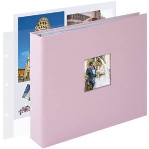 lot 9630 image: 1DOT2 10x10 Inch 3 Ring DIY Scrapbook Photo Album Journal with 30 Plastic Sleeves 60 Pages and Fabric Cover for Baby Travel Wedding Couple Anniversary kids Adventure (Pink CoverWhite Pages)