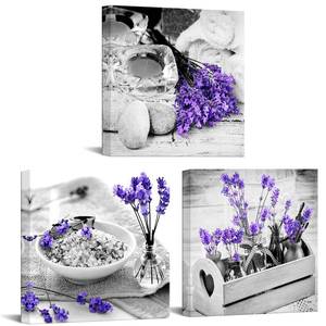 lot 9646 image: Nachic Wall Lavender Bathroom Wall Decor Grey Purple Canvas Wall Art Lavender Flower Pictures Zen Stone Painting Spa Room Decorations