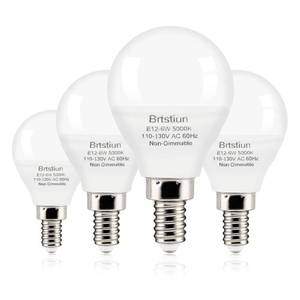 lot 9652 image: Brtstiun Globe Light Bulbs for Ceiling Fan E12 Round Light Bulb 5000K Daylight White G45 LED 40W Equivalent Vanity Light Bulbs for Bathroom 600LM, Non-Dimmable, 4-Pack