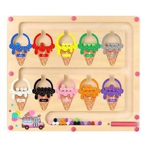 lot 9664 image: wakeInsa Magnetic Color and Number Maze,Montessori Toy for 2-5 Years Old Girls,Wooden Magnet Balls Puzzles,Toddler Busy Board Game,Preschool Learning Activities,Christmas & Birthday Gift for Kids