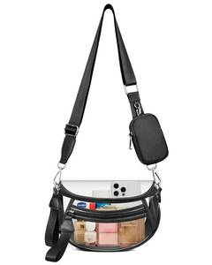 lot 9665 image: MIVELOYA Clear Checkered Crossbody Bags for Stadium Events, Clear Purse Bum Bag for Women Concert Sport with RFID Coin Purse(Black, Large)