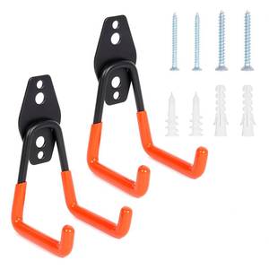 lot 9668 image: sihden 2 Pack Heavy Duty Steel Utility Wall Hooks, Wall Mount Garage Storage Organizer for Hanging Ladders, Bikes,Garden Tools, Skis