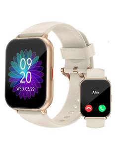 lot 9677 image: RUIMEN Smart Watches for Women Men (AnswerMake Calls), 1.8 Smartwatch for iOSAndroid Phones, Fitness Tracker Heart RateSleep Monitor Digital Watch Waterproof Milky White