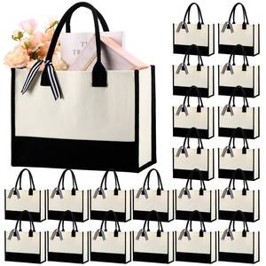 lot 9685 image: Sweetude 20 Pcs Canvas Tote Bags for Women Classic Initial Beach Bag with Handles Sublimation DIY Blank Personalized Tote(Natural White)