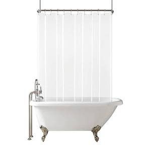 lot 9700 image: GBYcLyw Clear Extra Wide Shower Curtain Liner Short Length 60 Inch for Clawfoot Bath Tub Curtain Sets with 6 Bottom Magnets for Bathroom Freestanding Tub 18 Metal Hooks Included 60L x 108W