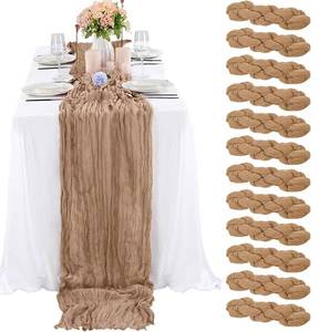 lot 9705 image: 12 Pack Coffee Cheesecloth Table Runner 35 x 118 Inch Gauze Fabric Boho Christmas Table Runner for Wedding Arch, Rustic Bridal Shower, Baby Shower, Party Decorations, Farmhouse Home Decor