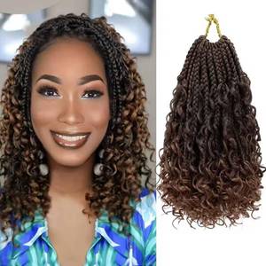 lot 9712 image: Goddess Box Braids Crochet Hair 10 Inch 8 Packs Pre-looped Bohemian Crochet Boho Box Braids With Curly Ends 3X Crochet Braids Hair for Women Synthetic Braiding Hair (10 inch, T30)