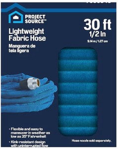 lot 9270 image: Project Source Lightweight Fabric Hose, a 30-foot hose designed for easy storage and portability.