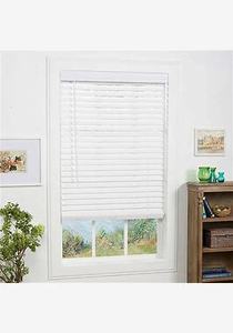 lot 9247 image: Allen  Roth White Faux Wood Cordless Blind 23x42
