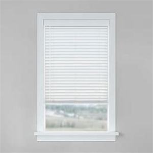lot 9290 image: LEVOLOR 2-in White Faux Wood Blinds 18.5-in x 64-in
