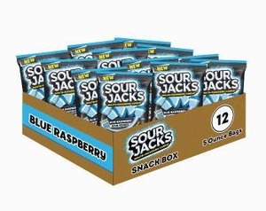 lot 4037 image: 12Pack 5 oz Sour Jacks Blue Raspberry Sour Wedges Candy
