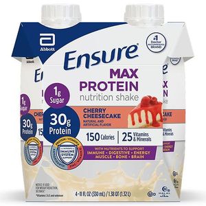 lot 4044 image: Ensure Max Protein Nutrition Shake  Cherry Cheesecake  11 fl oz  4 Count