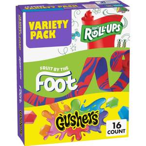 lot 4048 image: Fruit Roll-Ups, Fruit by the Foot, Gushers 16 Count Variety Pack
