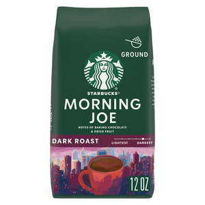 lot 4159 image: Starbucks Morning Joe  Ground Coffee  Dark Roast Hot or Iced Coffee  12 oz
