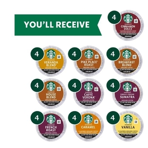 lot 4223 image: Starbucks K-Cup Coffee Pods Blonde, Medium, Dark, Roast, &amp Flavored Coffee Variety Pack for Keurig Brewers 1 box&nbsp (40 pods total)