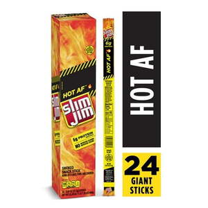 lot 4289 image: Slim Jim Giant Smoked Meat Snack Stick  Hot AF Flavor  0.97-oz. Stick 24-Count