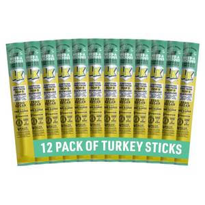 lot 4298 image: Lorissas Kitchen Premium Free Range Jerky Snack Sticks 12-Pack Herb-A-Licious Turkey Flavor, 8g Protein, Certified Free from Top 9 Allergens, Gluten-Free, Non-GMO, Zero Sugar, Keto, Paleo