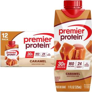 lot 4302 image: Premier Protein Nutritional Shake Caramel Non-Caffeinated Keto Certified, Gluten-Free, 30g Protein, 11 fl oz12pk
