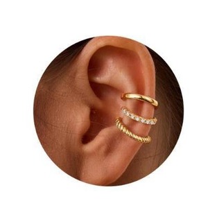 lot 4305 image: Moodear Dainty Ear Cuffs Non Piercing Earring for Women - Cute Thin 14K Gold Plated Cubic Zirconia Huggie Cartilage Hoop Cuff Earrings Trendy