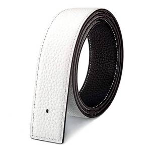 lot 4313 image: Vatees Reversible Genuine Leather Belts For MenWomen Replacement Belt Strap Without Buckle 1.25(32mm) Wide 45(115cm) Long White & Black