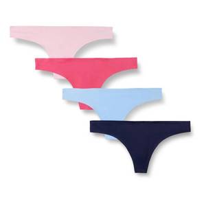 lot 4314 image: Amazon Essentials Womens Seamless Breathable Thong Underwear, Bonded Stretch, Pack of 4, BluePink, Medium