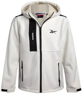 lot 4337 image: Reebok Boys Softshell Jacket - Soft Cozy Brushed Sherpa Fleece Lined Softshell Winter Coat Hooded Windbreaker Jacket for Boys, Size 14-16, White