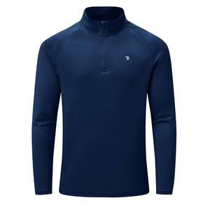 lot 4350 image: BASUDAM Mens Workout Shirts Quick Dry UPF 50 Sun Protection Long Sleeve Quarter Zip Pullover Athletic T-Shirts Dark Blue M