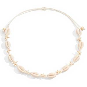 lot 4370 image: Nackiy Handmade Sea Shell Necklace Choker For Women Summer Adjustable Natural Shell Collar Necklace (Beige Shell&Starfish)