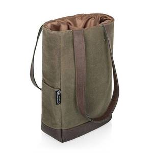 lot 4399 image: Picnic Time 2 Bottle Insulated Waxed Canvas Wine Bag
