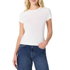 lot 4416 image: Amazon Essentials Womens Slim-Fit Stretch Rib Short-Sleeve Tee, White, Small