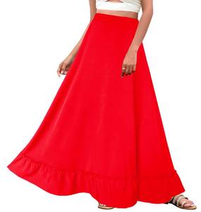 lot 4417 image: Afibi Women Plus Size Maxi Skirt Vintage High Waist Long Skirt with Pockets (XXX-Large, Red)