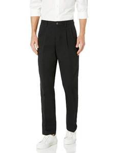 lot 4419 image: Amazon Essentials Mens Classic-Fit Wrinkle-Resistant Pleated Chino Pant, True Black, 32W x 34L