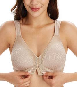 lot 4453 image: Lemorosy Womens Plus Size Full Coverage Front Closure Posture Back Unpadded Wireless Double Support Minimizer Bra (Toffee, 36C)