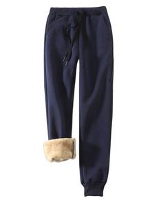 lot 4459 image: Yeokou Womens Warm Sherpa Lined Athletic Sweatpants Jogger Fleece Pants (Medium, Navy Blue)