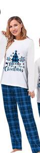 lot 4469 image: Awoscut Christmas Family Matching Pajamas Sets Christmas PJs Letter Print Top and Plaid Pants Jammies Sleepwear (#b-7,M)
