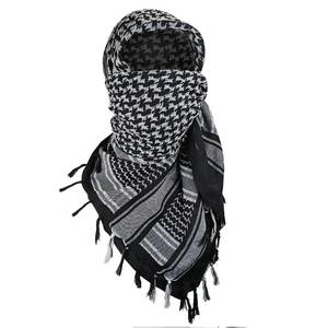 lot 4471 image: Luxns Military Shemagh Tactical Desert Scarf  100% Cotton Keffiyeh Scarf Wrap for Men And WomenBlack White 43x43