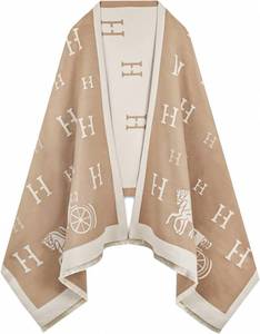 lot 4477 image: nratto Womens Reversible Pashmina Shawl Wrap for Women Big Scarf Holiday Gifts, Khaki and White One Size