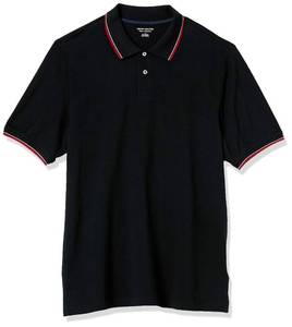 lot 4488 image: Amazon Essentials Mens Regular-Fit Cotton Pique Polo Shirt, Black Red White Thin Stripe, XXL