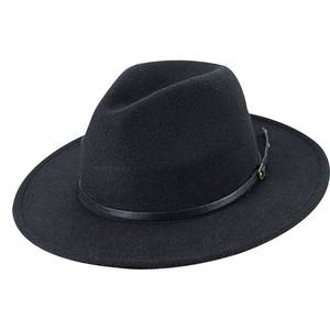lot 4508 image: Kids Fedora-Hats Girls Vintage Wide Brim Felt-Bowler-Cap Belt-Fedora-Hat (Black, 54cm21.2 Fit for 5-9 Years)