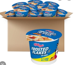 lot 4540 image: Kelloggs Frosted Flakes Cereal Cups 2.1oz - Box Set