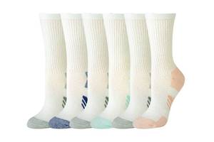 lot 4587 image: Amazon Essentials Womens Performance Cushioned Breathable Cotton Athletic Crew Sports Socks, 6 Pairs, White, 8-12