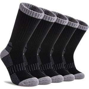lot 4595 image: DYW Womens Merino Wool Hiking Socks Thermal Warm Winter Boot Crew Cushion Work Walking Gift Socks 5 Pairs 5 Pairs Black,Large
