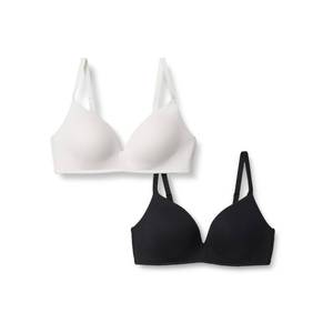 lot 4599 image: Amazon Essentials Womens Cotton Jersey Lined Plunge Bralette, Pack of 2, BlackWhite, 38C