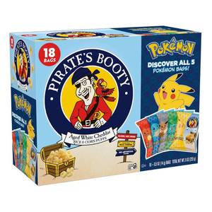 lot 4603 image: Pirates Booty Aged Chips White Cheddar Puffs Snack Multipack Pokemon - 9oz18ct