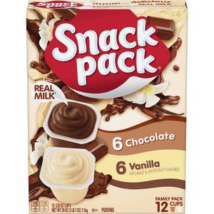 lot 4664 image: Snack Pack Chocolate and Vanilla Pudding Cups Family Pack, 12 Count, 39 OZ
