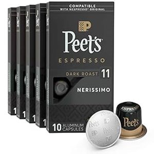 lot 4665 image: Peet s Coffee Espresso Capsules Nerissimo  Intensity 11  50 Count Single Cup Coffee Pods Compatible with Nespresso Original Brewers BEST BY 10162025